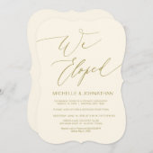 Modern script, goud, trouwreceptie na ontvluchting kaart (Voorkant / Achterkant)