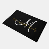 Modern Script Goud Wit Monogram Familienaam Deurmat (Schuin)