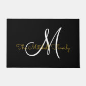 Modern Script Goud Wit Monogram Familienaam Deurmat (Voorkant)