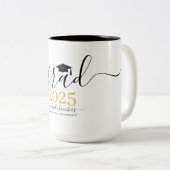 Modern Script Goud Zwart Afstuderen Gepersonalisee Tweekleurige Koffiemok (Voorkant rechts)
