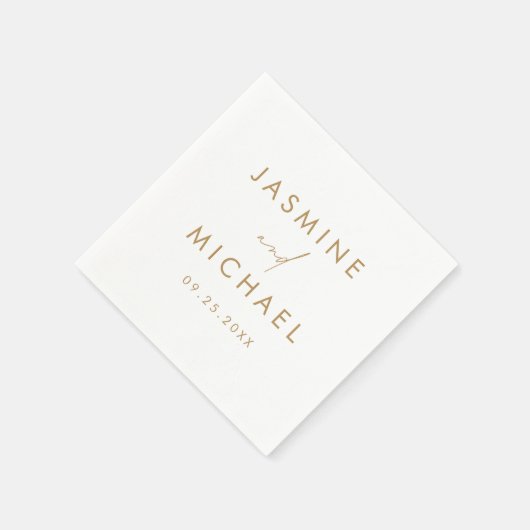 Modern Script Gouden Bruiloft Servet (Hoek)