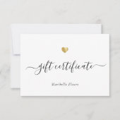 Modern Script Gouden Hart Logo Cadeaubon (Voorkant)