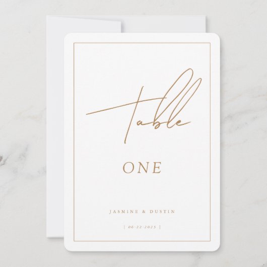 Modern Script Gouden Trouwtafel Nummer, Decor Mini Kaart (Achterkant)