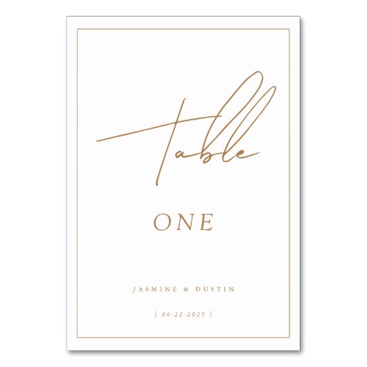 Modern Script Gouden Trouwtafel Nummer, Decor Mini Kaart (Achterkant)