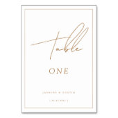 Modern Script Gouden Trouwtafel Nummer, Decor Mini Kaart (Voorkant)