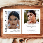 Modern Script Graduate 2 Photo Graduation Kaart<br><div class="desc">Celebrate your graduate’s milestone with this Modern Script 2 Photo Graduation Announcement, designed to beautifully showcase seven favorite photos in a clean, modern layout. Featuring elegant flowing script paired with minimalist typography, this personalized announcement highlights special memories while sharing the exciting news with family and friends. Perfect for high school...</div>