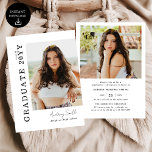 Modern Script Graduate 2 Photo Graduation Kaart<br><div class="desc">Celebrate your graduate’s milestone with this Modern Script 2 Photo Graduation Announcement, designed to beautifully showcase seven favorite photos in a clean, modern layout. Featuring elegant flowing script paired with minimalist typography, this personalized announcement highlights special memories while sharing the exciting news with family and friends. Perfect for high school...</div>