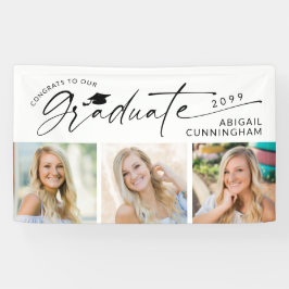 Modern Script Graduate 3 Photos Graduation Party Spandoek
