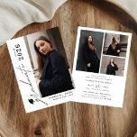 Modern Script Graduate 4 Photo Graduation Kaart<br><div class="desc">Celebrate your graduate’s milestone with this Modern Script 4 Photo Graduation Announcement, designed to beautifully showcase seven favorite photos in a clean, modern layout. Featuring elegant flowing script paired with minimalist typography, this personalized announcement highlights special memories while sharing the exciting news with family and friends. Perfect for high school...</div>