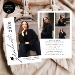 Modern Script Graduate 4 Photo Graduation Kaart<br><div class="desc">Celebrate your graduate’s milestone with this Modern Script 4 Photo Graduation Announcement, designed to beautifully showcase seven favorite photos in a clean, modern layout. Featuring elegant flowing script paired with minimalist typography, this personalized announcement highlights special memories while sharing the exciting news with family and friends. Perfect for high school...</div>