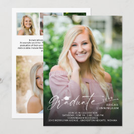 Modern Script Graduate 5 Photo Graduation Kaart