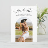 Modern Script Graduate Boog 2 Foto Kaart (Staand voorkant)