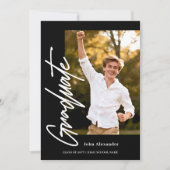 Modern Script Graduate Photo Black Graduation Kaart (Voorkant)