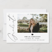 Modern script graduate photo collage graduation kaart (Voorkant)