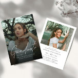 Modern Script Graduate Photo Graduation Party Kaart<br><div class="desc">Celebrate your graduate’s big achievement with this Modern Script Graduate Photo Graduation Party Invitation. Featuring elegant flowing script paired with clean modern typography, this stylish graduation invite highlights your favorite senior photo for a personalized and memorable design. Perfect for high school graduation parties, college graduation celebrations, or Class of 2026...</div>