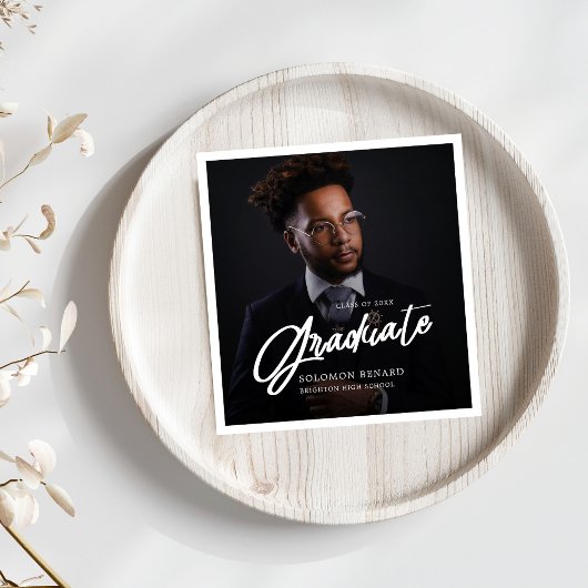 Modern Script Graduate Photo Graduation Servet