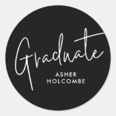 Modern Script Graduate Simple Graduation Ronde Sticker (Voorkant)