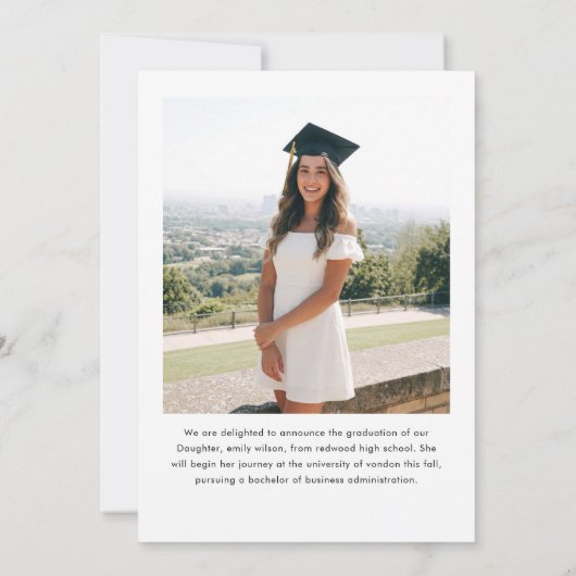 Modern Script Graduate Simple Two Photo Graduation Aankondiging (Achterkant)