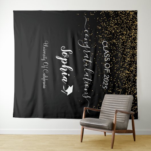 Modern Script Graduation Party Achtergrond | Afstu Wandkleed (In Situ (horizontaal))