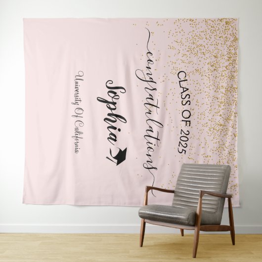 Modern Script Graduation Party Achtergrond | Afstu Wandkleed (In Situ (horizontaal))