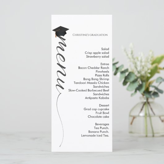 Modern script Graduation party diner menu (Staand voorkant)