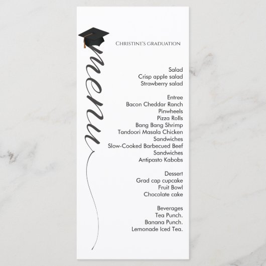 Modern script Graduation party diner menu (Voorkant)