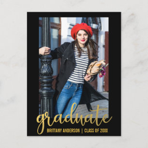 Modern Script Graduation Party Invitation Gold Uitnodiging Briefkaart