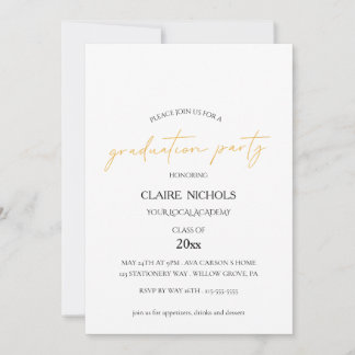 Modern Script Graduation Party Invitation Kaart