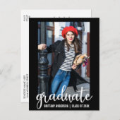 Modern Script Graduation Party Invitation WB Uitnodiging Briefkaart (Voorkant / Achterkant)
