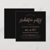 Modern script | GraduPartij Faux Roos Gold Kaart (Voorkant / Achterkant)