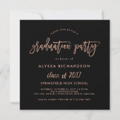 Modern script | GraduPartij Faux Roos Gold Kaart (Voorkant)
