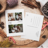 Modern script Grateful Centered Three-Photo Feestdagenkaart