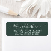 Modern Script Green Christmas Return Adreslabel Etiket (Insitu)