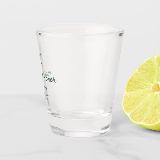 Modern Script Green Custom Maid of Honor Name Shot Glas (Rechts)