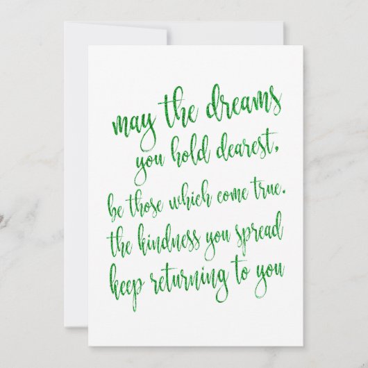 Modern Script Green Glitter St Patrick's Day Party Kaart (Voorkant)