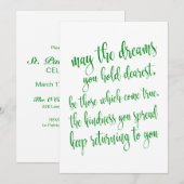 Modern Script Green Glitter St Patrick's Day Party Kaart (Voorkant / Achterkant)