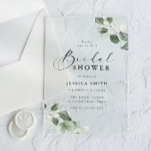 Modern Script Green Leaf Bridal Shower Acryl Uitnodigingen