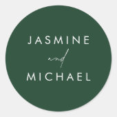 Modern Script Green Wedding Envelope Seals Ronde Sticker (Voorkant)