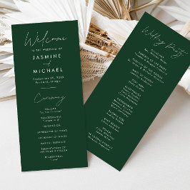 Modern Script Green Wedding Programma