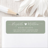 Modern Script Green Wedding Return-adreslabel Etiket (Insitu)