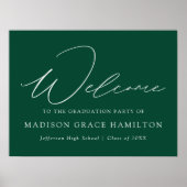 Modern Script Green Welcome Graduation Party Poster (Voorkant)