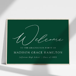 Modern Script Green Welcome Graduation Party Poster