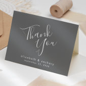 Modern Script Grey Wedding Bedankt Kaart