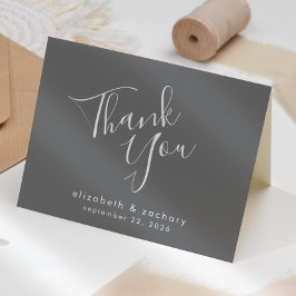 Modern Script Grey Wedding Bedankt Kaart