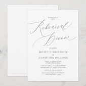 Modern script, grijs, bruiloft repetitie diner kaart (Voorkant / Achterkant)