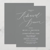 Modern script, grijs, bruiloft-repetitie kaart (Voorkant / Achterkant)