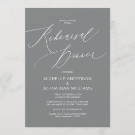 Modern script, grijs, bruiloft-repetitie kaart
