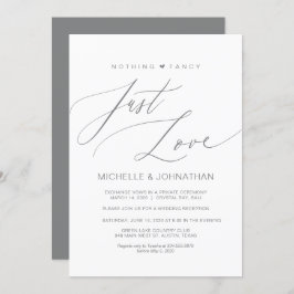 Modern script, grijs, trouwuitnodiging kaart