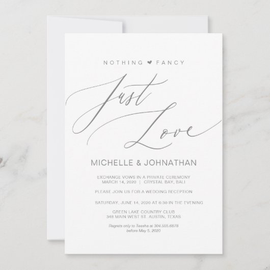 Modern script, grijs, weddenschap kaart (Voorkant)