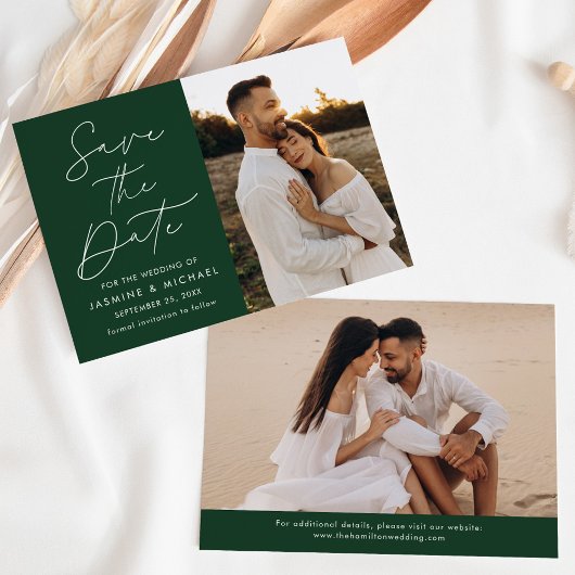 Modern Script Groen 2 Foto Save The Date